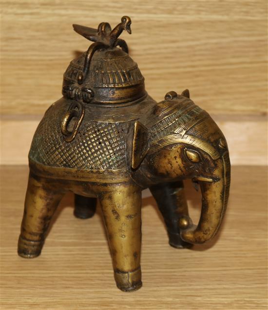 An Indo Persian brass elephant censer